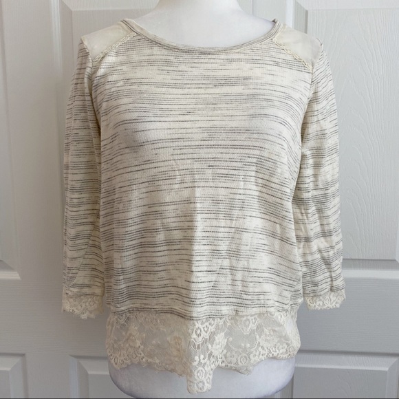 Maison Jules Heathered Lace Contrast Shirt Top - Picture 2 of 9